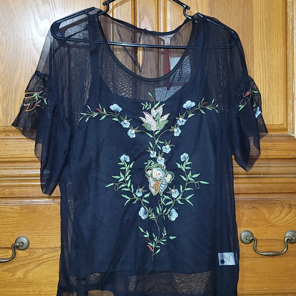 Black blouse with flowers